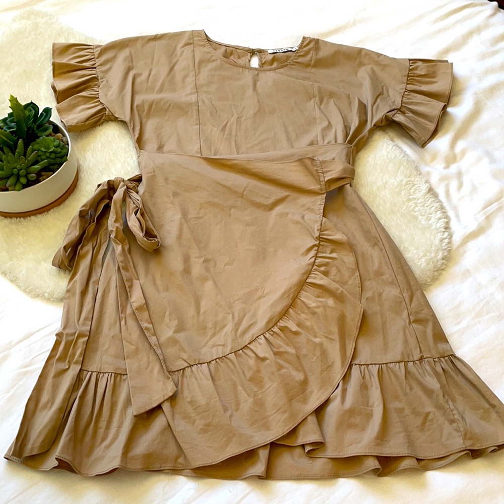 Farrow Wrap Dress Tan Small S